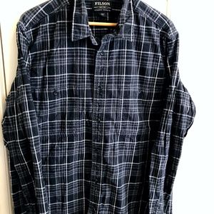 Filson Flannel Button-Down | Black, Gray, White, Size XL